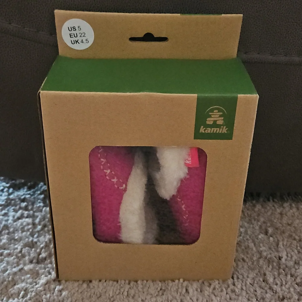 Kamik Pink Slipper Cozy Cabin Moccasins